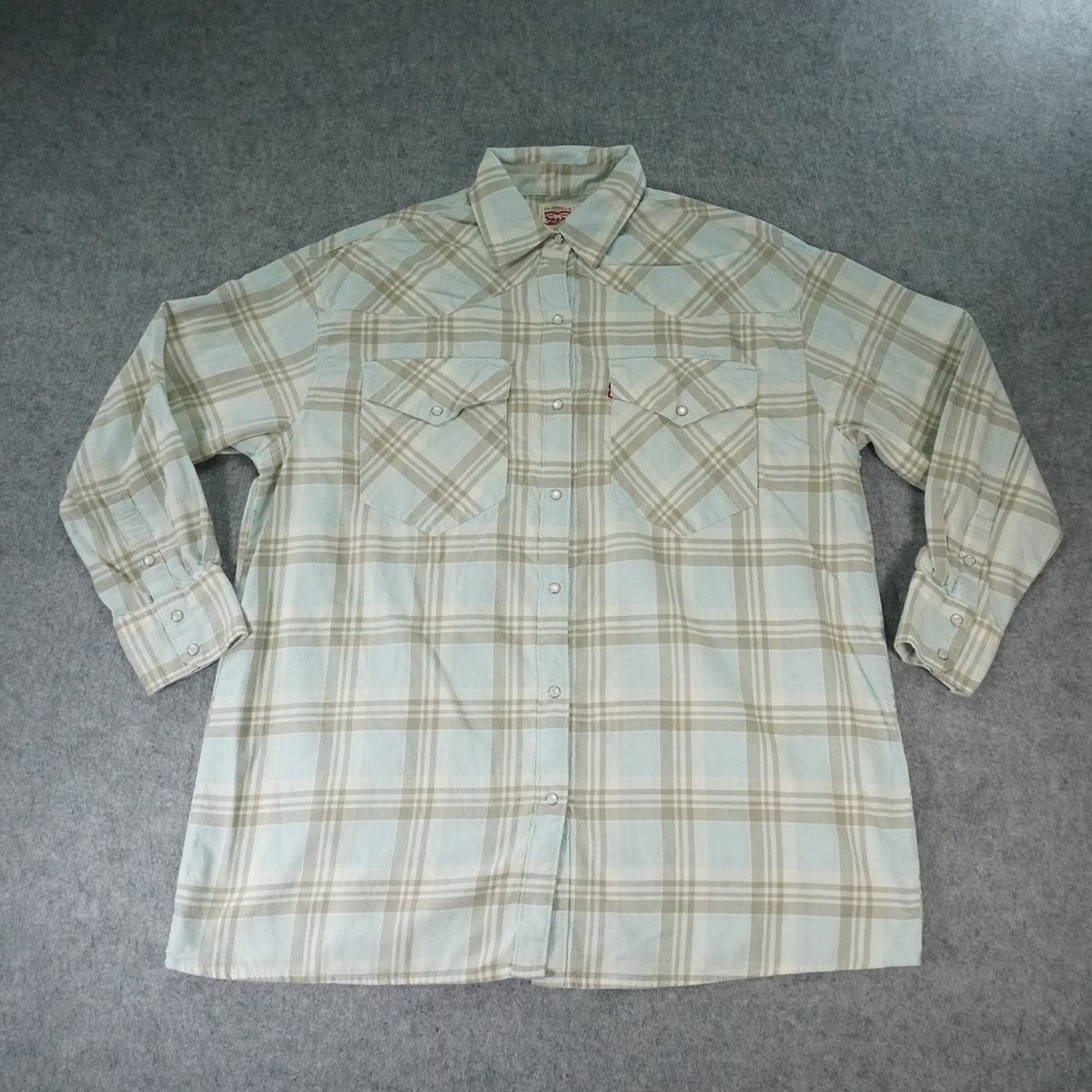 Levis Shirt Womens Small Pearl Snap Western Dylan Plaid Relaxed Yokes Cowgirl